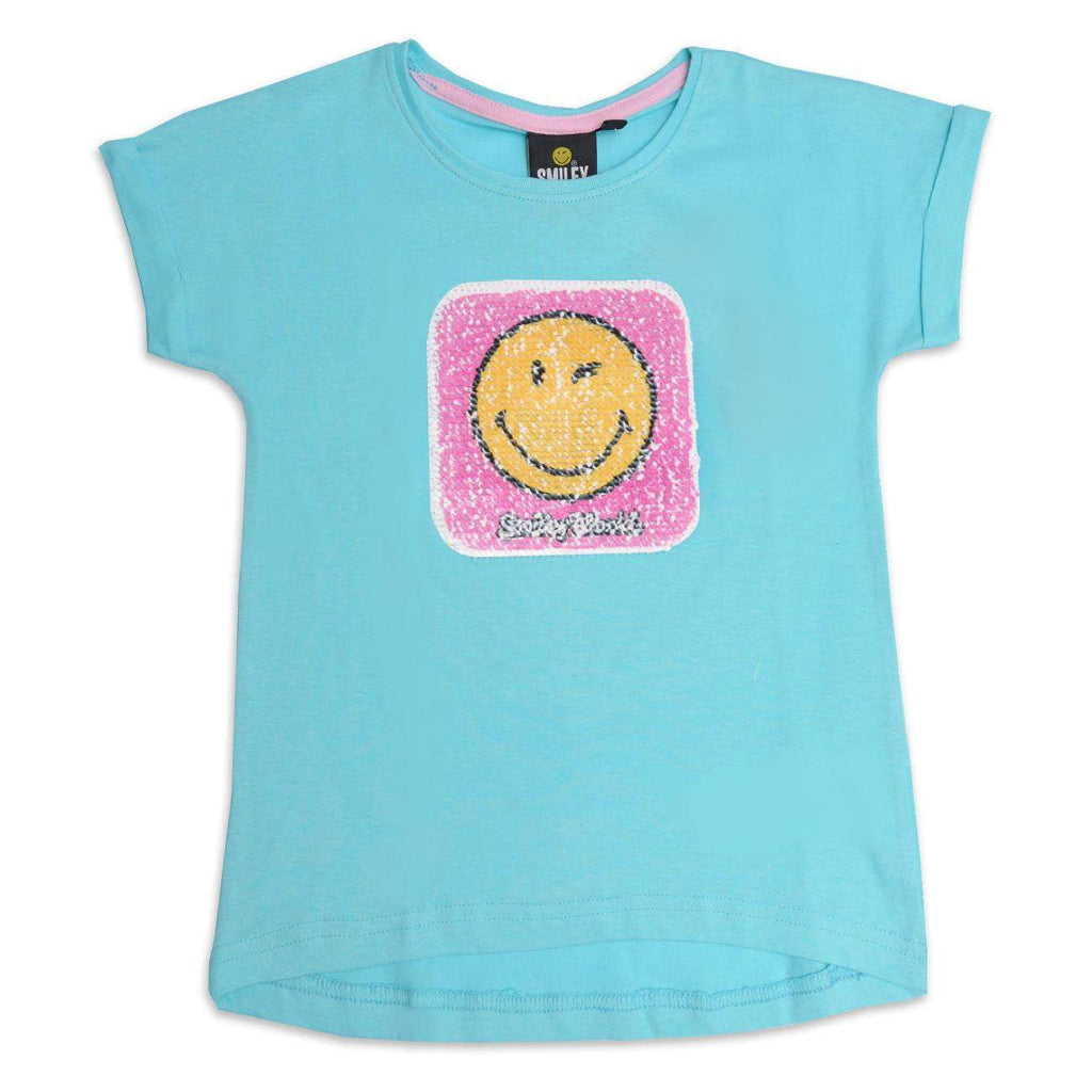 Smiley World Kids T-Shirt Short Sleeve Top Reversible Sequins - Fabrica Fantasia