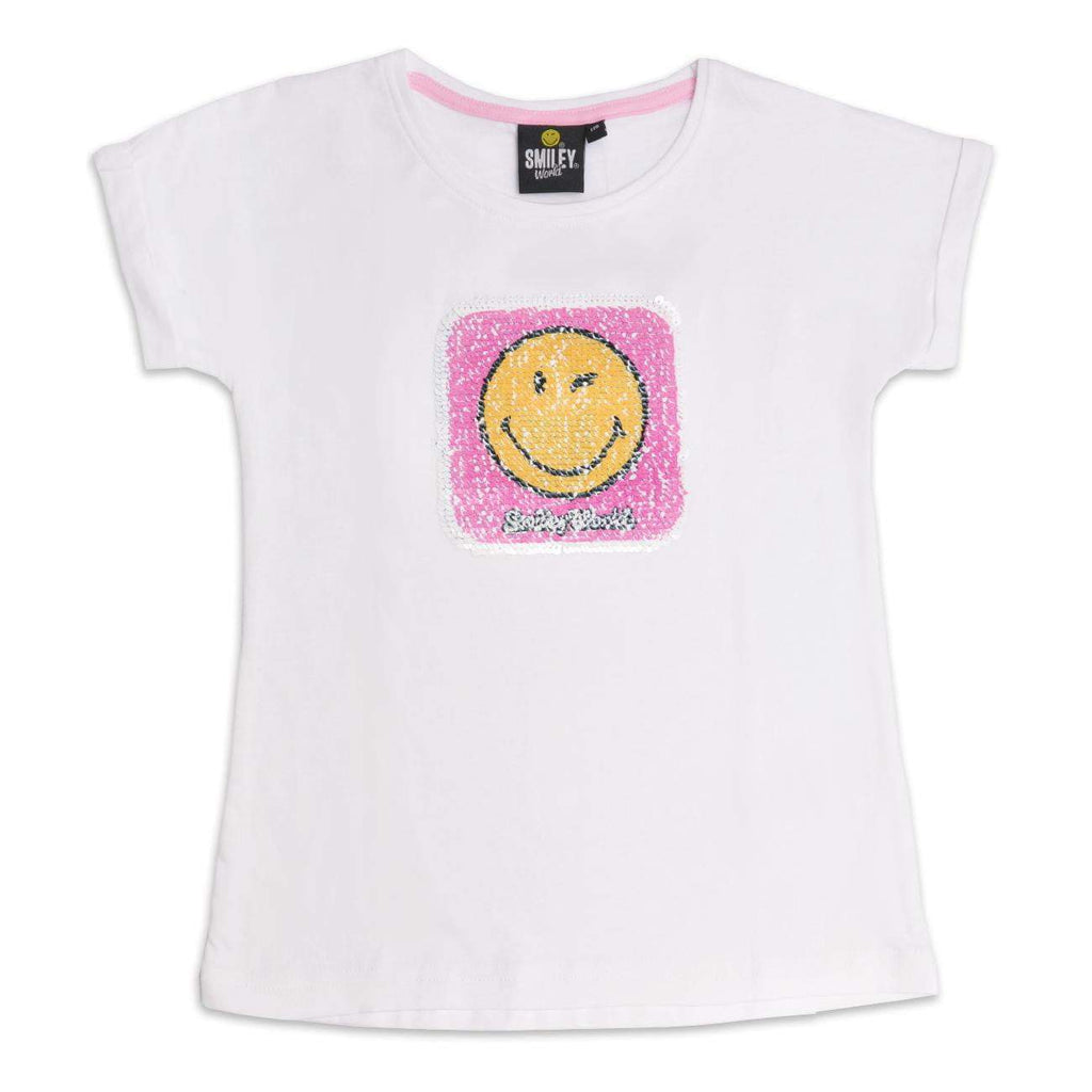 Smiley World Kids T-Shirt Short Sleeve Top Reversible Sequins - Fabrica Fantasia