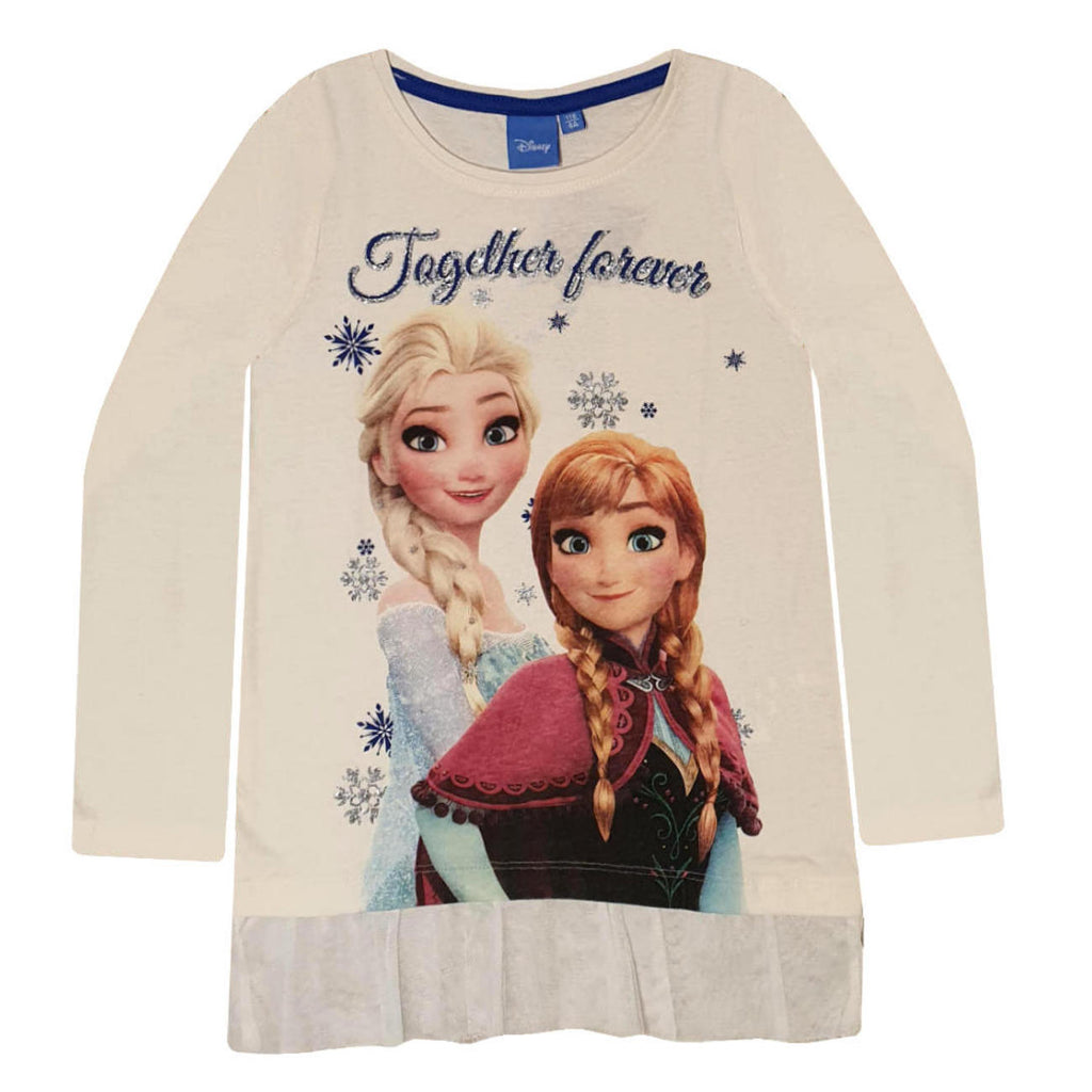 Disney Frozen Kids T-Shirt Top With Glitter - Anna & Elsa - Fabrica Fantasia