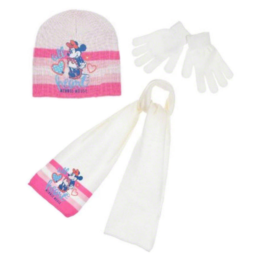 Disney Minnie Girls Hat Scarf and Gloves Headwear Set - Fabrica Fantasia