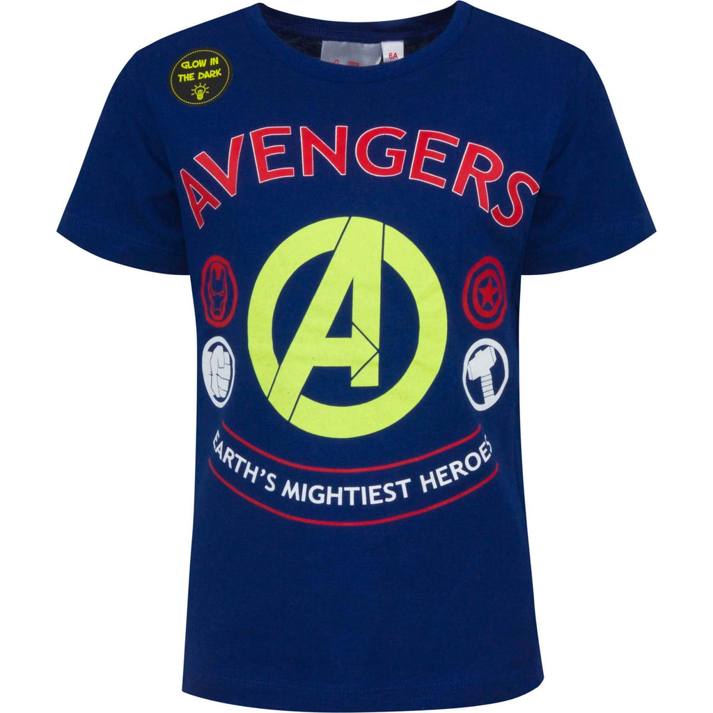 Marvel Avengers Kids T-Shirt Short Sleeve - Glow In The Dark - Fabrica Fantasia