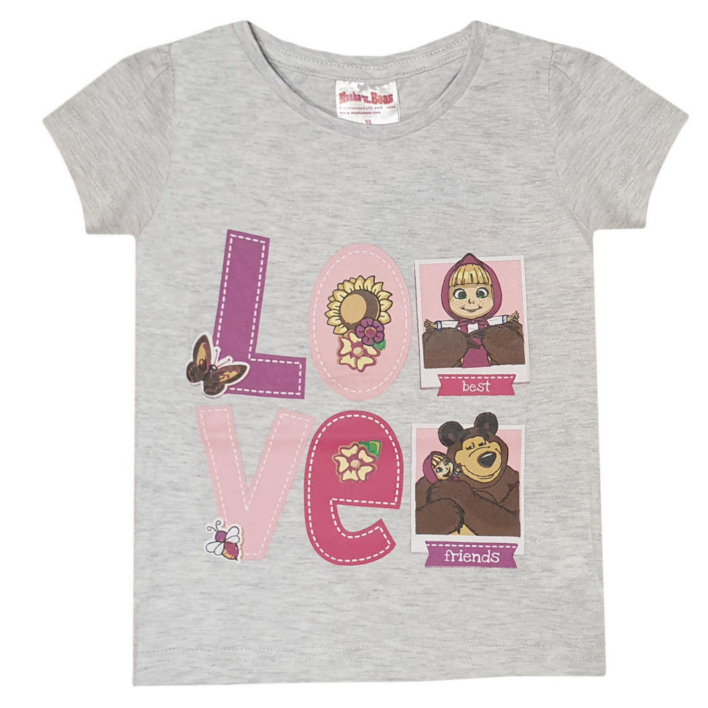 Masha and the Bear Kids T-Shirt Short Sleeve "Love" - Fabrica Fantasia