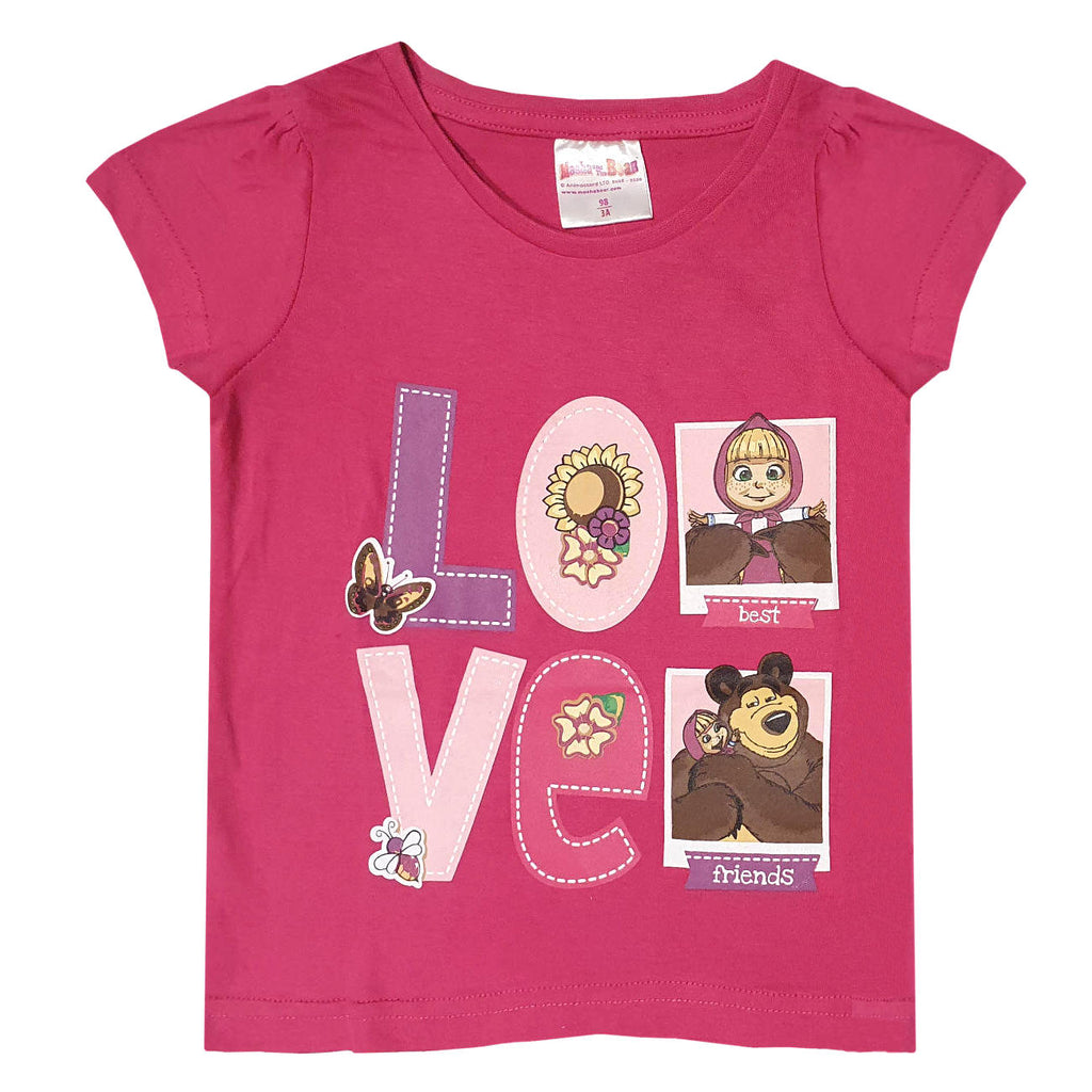 Masha and the Bear Kids T-Shirt Short Sleeve "Love" - Fabrica Fantasia