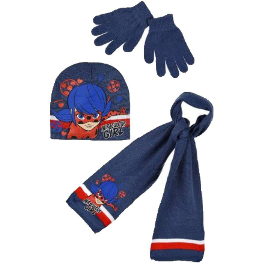 Miraculous Ladybug Kids Hat Scarf and Gloves Set With Glitter - Fabrica Fantasia