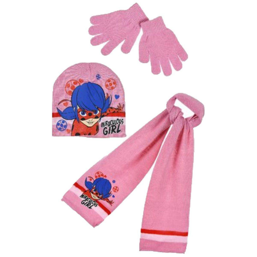 Miraculous Ladybug Kids Hat Scarf and Gloves Set With Glitter - Fabrica Fantasia