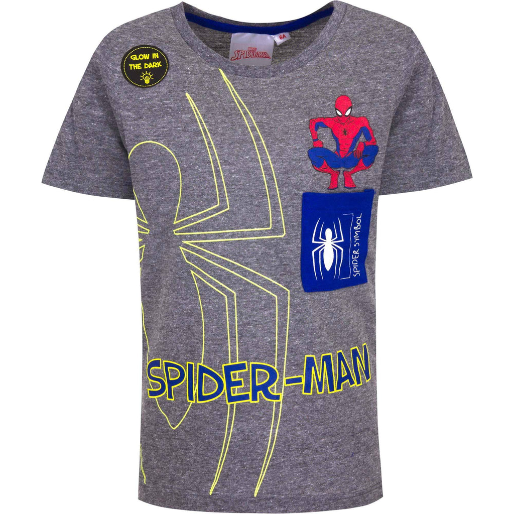 Spider-Man Boys T-Shirt Top Glows In The Dark - Fabrica Fantasia